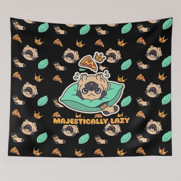 Item preview, Majestically Lazy Crowned Pug - Funny Pizza Couch Dog designed and sold by ZUMERI.