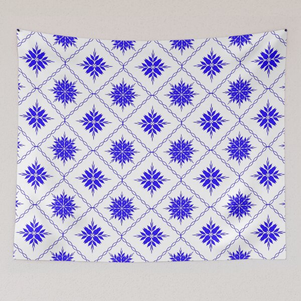 Item preview, Royal Blue Geometric Floral Seamless Pattern with Symmetrical Botanical Motifs designed and sold by Ei-Ei.