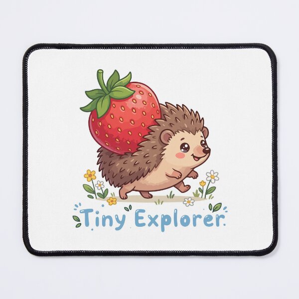 Item preview, Tiny Explorer Hedgehog with Strawberry – Cute Whimsical Adventure Art designed and sold by stylishdzign.