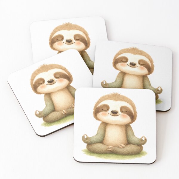 Item preview, Lotus Sloth Yoga Watercolor Print designed and sold by YogiAnimalArt.