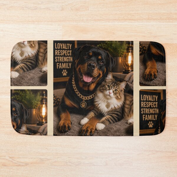 Item preview, Loyal Rottweiler Cat Portrait Design Gift designed and sold by BagFactoryUK.