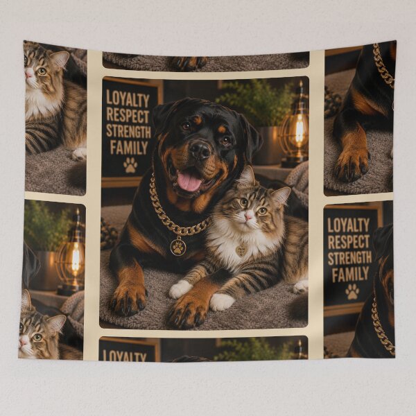 Item preview, Loyal Rottweiler Cat Portrait Design Gift designed and sold by BagFactoryUK.