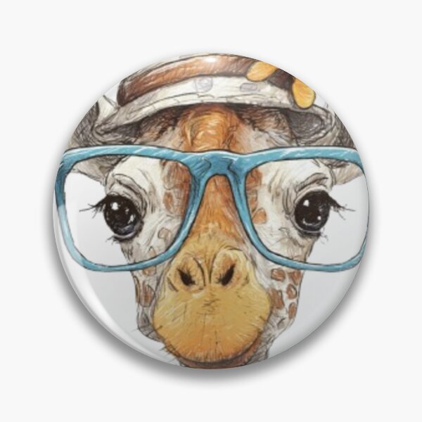 Item preview, Curious Gaze: Giraffe with Blue Glasses designed and sold by norachiang.