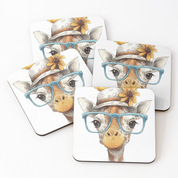 Item preview, Curious Gaze: Giraffe with Blue Glasses designed and sold by norachiang.