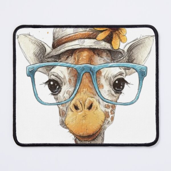 Item preview, Curious Gaze: Giraffe with Blue Glasses designed and sold by norachiang.