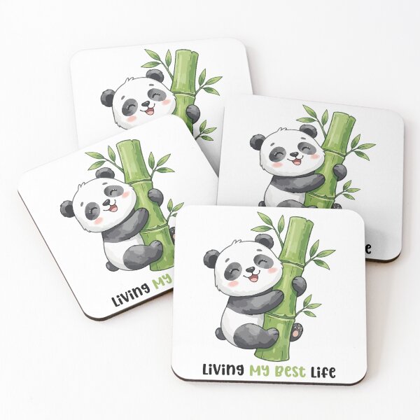 Item preview, Living My Best Life Panda Hugging Bamboo – Cute Motivational Kawaii Art designed and sold by stylishdzign.