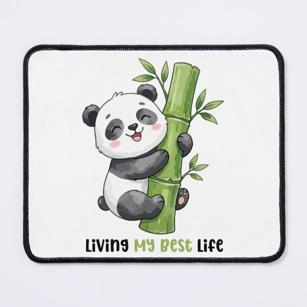 Item preview, Living My Best Life Panda Hugging Bamboo – Cute Motivational Kawaii Art designed and sold by stylishdzign.