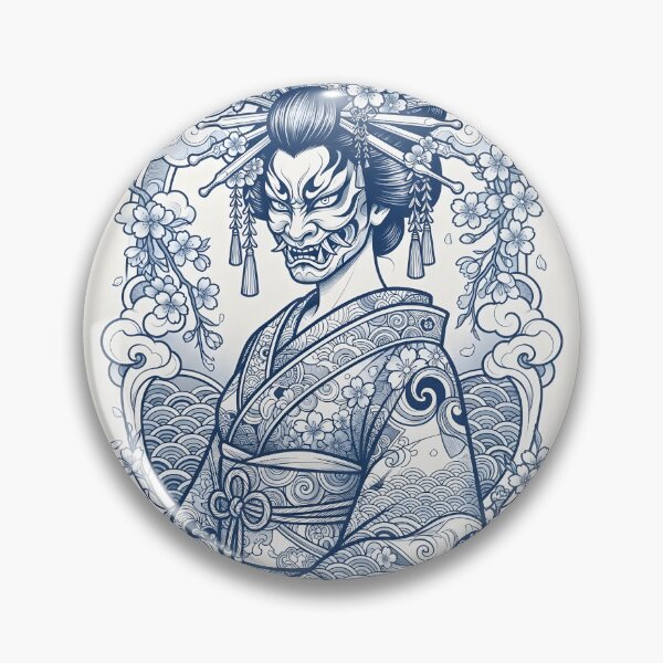 Item preview, Cyber-Geisha Kabuki Mask Neo-Traditional Japanese Tattoo Design designed and sold by Neo Tokio.