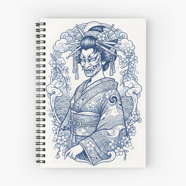 Item preview, Cyber-Geisha Kabuki Mask Neo-Traditional Japanese Tattoo Design designed and sold by Neo Tokio.