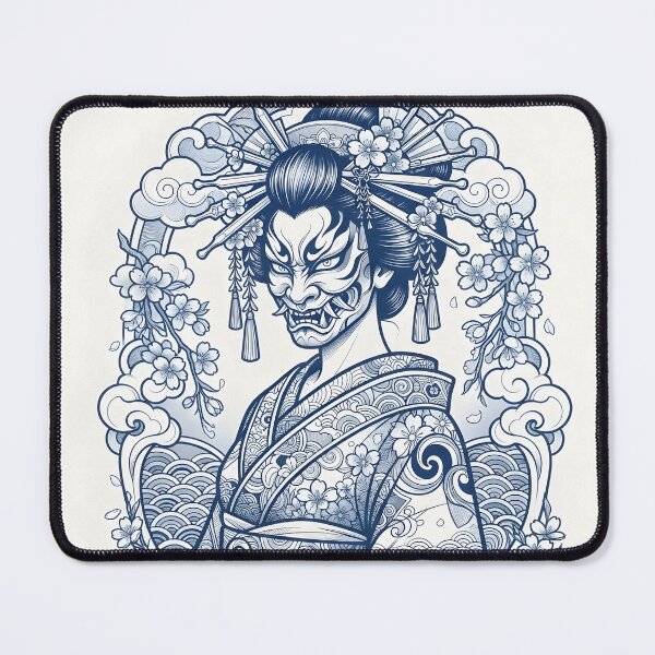 Item preview, Cyber-Geisha Kabuki Mask Neo-Traditional Japanese Tattoo Design designed and sold by Neo Tokio.