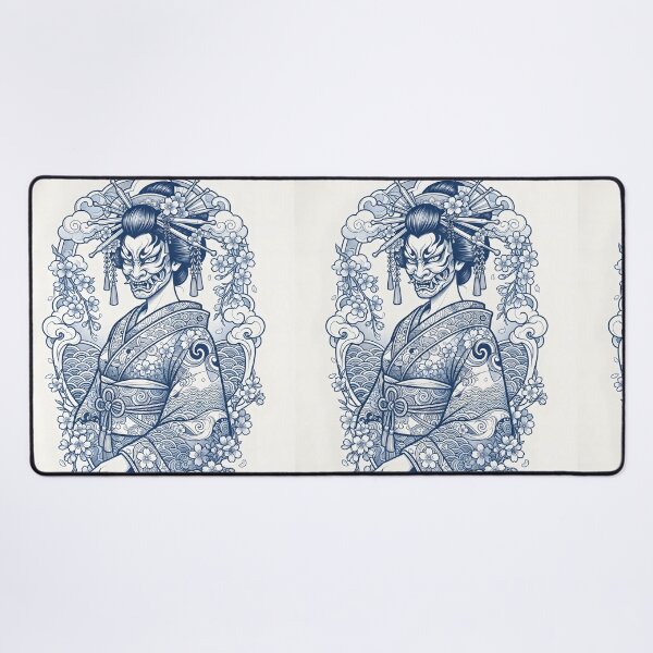 Item preview, Cyber-Geisha Kabuki Mask Neo-Traditional Japanese Tattoo Design designed and sold by Neo Tokio.