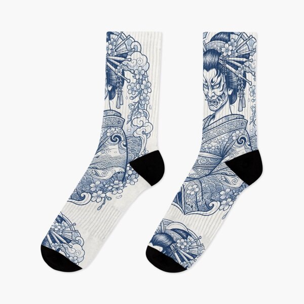 Item preview, Cyber-Geisha Kabuki Mask Neo-Traditional Japanese Tattoo Design designed and sold by Neo Tokio.
