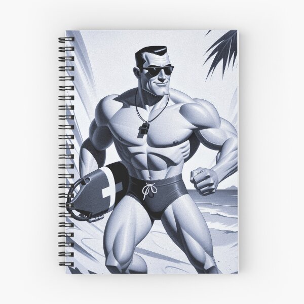 Item preview, Vintage Blue Tone 1960s Lifeguard Running Beach Rescue Art designed and sold by ZhivanCrimson.