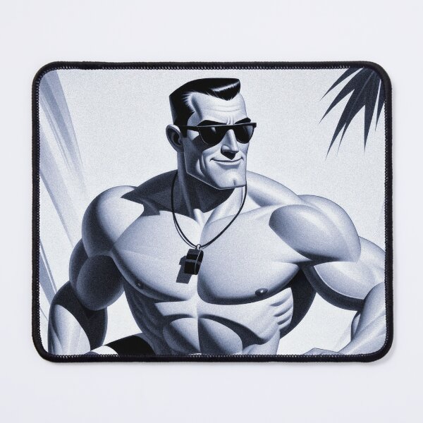 Item preview, Vintage Blue Tone 1960s Lifeguard Running Beach Rescue Art designed and sold by ZhivanCrimson.