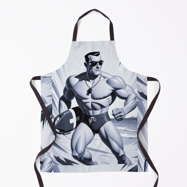 Item preview, Vintage Blue Tone 1960s Lifeguard Running Beach Rescue Art designed and sold by ZhivanCrimson.