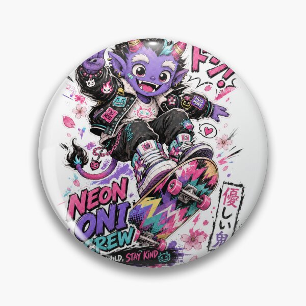 Item preview, Cute oni skater monster in neon manga streetwear style designed and sold by BadMary.