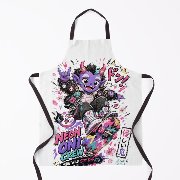Item preview, Cute oni skater monster in neon manga streetwear style designed and sold by BadMary.