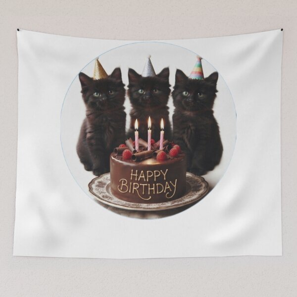 Item preview, Three Black Kittens Birthday Party – Cute Cat Sticker designed and sold by Fatomfatom.