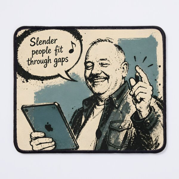Item preview, Bob Mortimer Slender people fit through gaps designed and sold by JosieandRose.