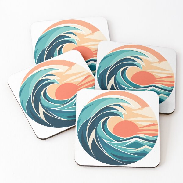 Item preview, Geometric Sunset Wave Emblem designed and sold by aihrgdesign.