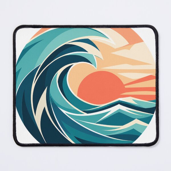 Item preview, Geometric Sunset Wave Emblem designed and sold by aihrgdesign.