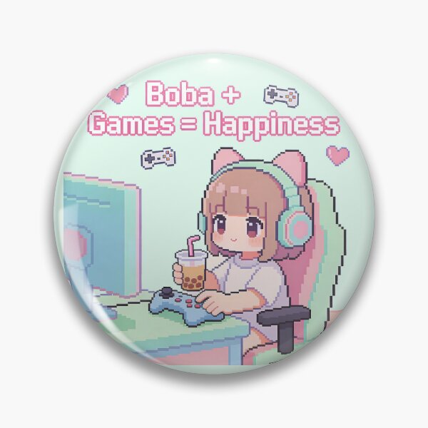 Item preview, Kawaii Gamer Girl with Boba Tea - Pixel Art Happiness designed and sold by PotionPixelArt.