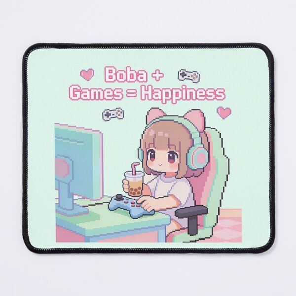 Item preview, Kawaii Gamer Girl with Boba Tea - Pixel Art Happiness designed and sold by PotionPixelArt.