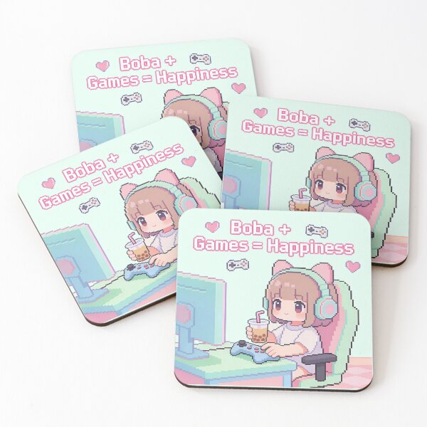 Item preview, Kawaii Gamer Girl with Boba Tea - Pixel Art Happiness designed and sold by PotionPixelArt.