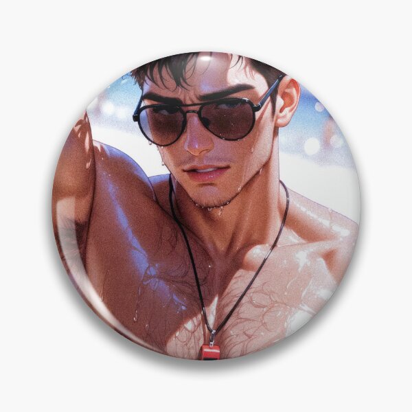 Item preview, Wet Muscular Lifeguard Beach Portrait Red Trunks Art designed and sold by ZhivanCrimson.