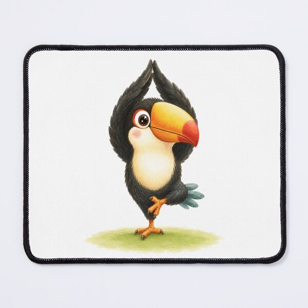 Item preview, Tree Pose Toucan Yoga Watercolor Print designed and sold by YogiAnimalArt.