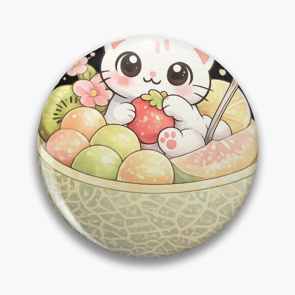 Item preview, Cute White Kitten in Fruit Bowl Kawaii designed and sold by Majdoub1.