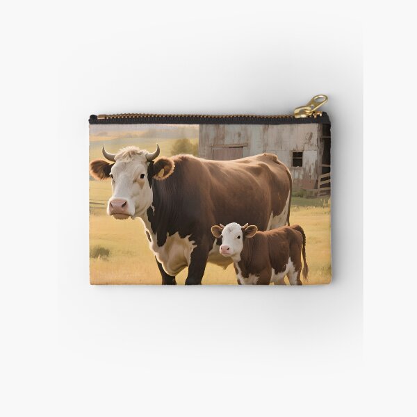 Item preview, Cow and Calf Warm Farm Landscape designed and sold by Pixuprint.