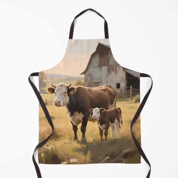 Item preview, Cow and Calf Warm Farm Landscape designed and sold by Pixuprint.