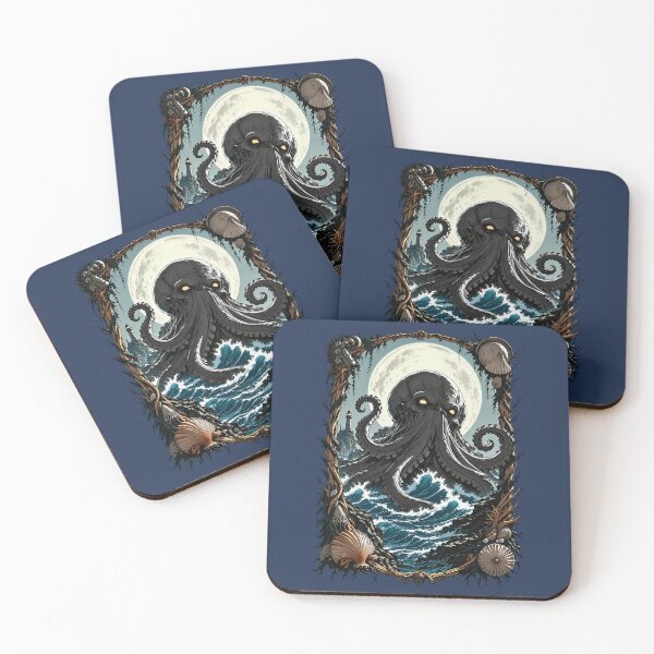Item preview, Kraken Sea Monster Lighthouse Ocean Waves Wall Art designed and sold by BorgSpareParts.