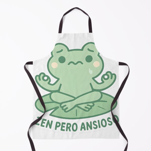 Item preview, Kawaii Zen Frog - Zen But Anxious Spiritual Humor Meditation designed and sold by MildlyCosmic.