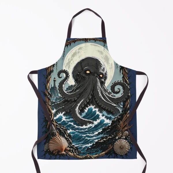 Item preview, Kraken Sea Monster Lighthouse Ocean Waves Wall Art designed and sold by BorgSpareParts.
