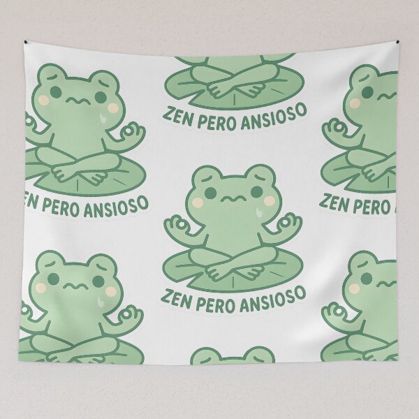 Item preview, Kawaii Zen Frog - Zen But Anxious Spiritual Humor Meditation designed and sold by MildlyCosmic.