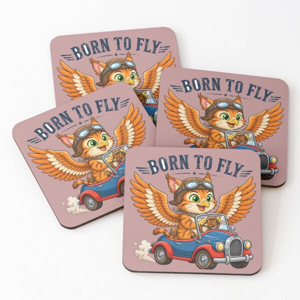 Item preview, Born to Fly Winged Cat Driving Vintage Car | Cute Aviator Kitty Retro Cartoon Sticker & T-Shirt designed and sold by HOUSE OF TIST.
