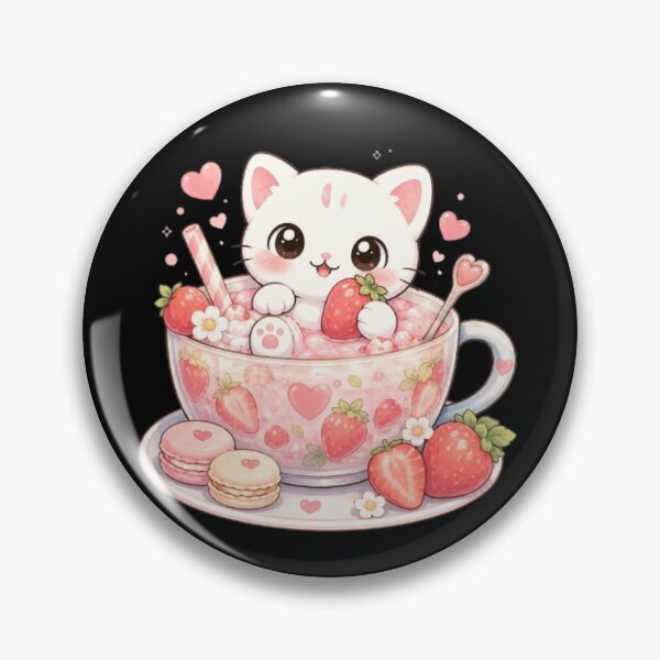 Item preview, Cute White Kitten in Strawberry Tea Cup designed and sold by Majdoub1.