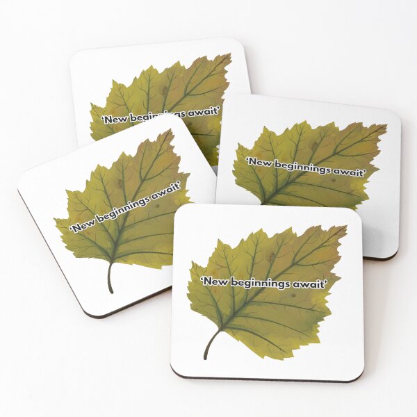 Item preview, New Beginnings Await Leaf Sticker – Motivational Autumn Botanical Quote, Nature Inspired Vinyl Decal designed and sold by Pandey14.