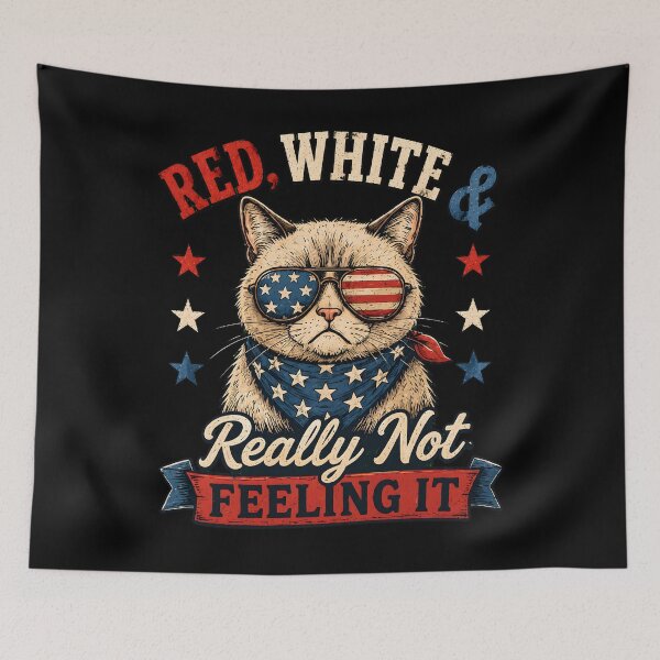 Item preview, Red White & Really Not Feeling It Cat designed and sold by Marblaes00.