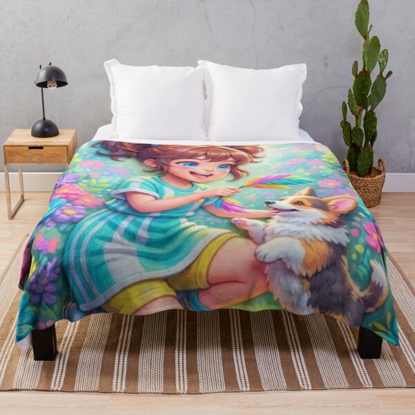 Item preview, A little girl and a cute dog. designed and sold by PP&RAINBOW SHOP.
