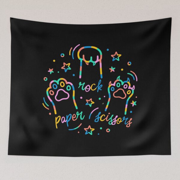 Item preview, Rock Paper Scissors Cat Paws Colorful Neon Art designed and sold by SiarheiYur.