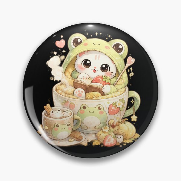 Item preview, Cute White Kitten in Frog Hoodie Reading a Book  designed and sold by Majdoub1.