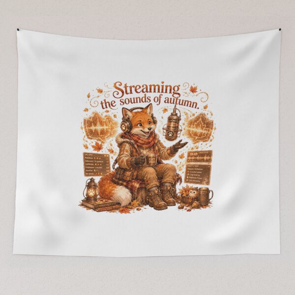 Item preview, Streaming The Sounds Of Autumn Steampunk Fox Podcaster Retro Tech designed and sold by AQUILAKREO.