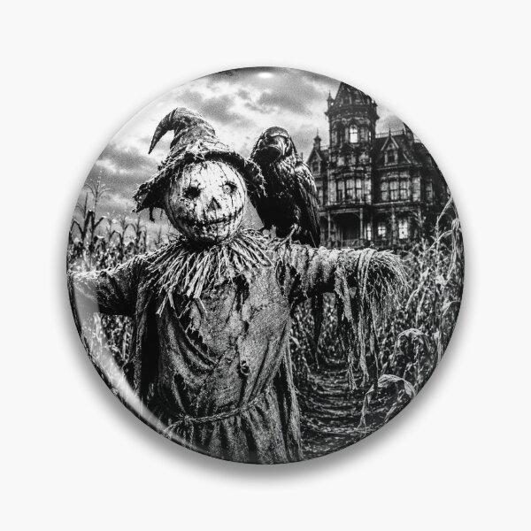 Item preview, Scarecrow Crow Haunted House Cornfield Art designed and sold by Inkversed.