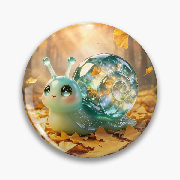 Item preview, Autumn Serenity - Cute Emerald Snail in Golden Ginkgo Leaves designed and sold by ABYSSLAB.