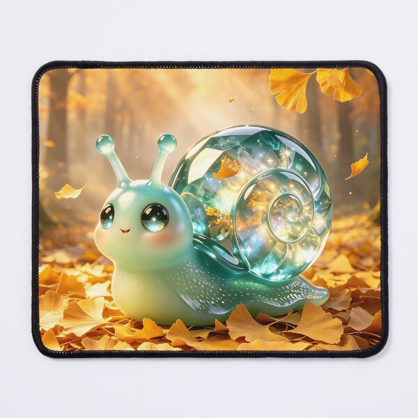 Item preview, Autumn Serenity - Cute Emerald Snail in Golden Ginkgo Leaves designed and sold by ABYSSLAB.