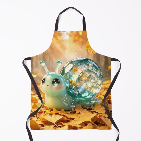 Item preview, Autumn Serenity - Cute Emerald Snail in Golden Ginkgo Leaves designed and sold by ABYSSLAB.