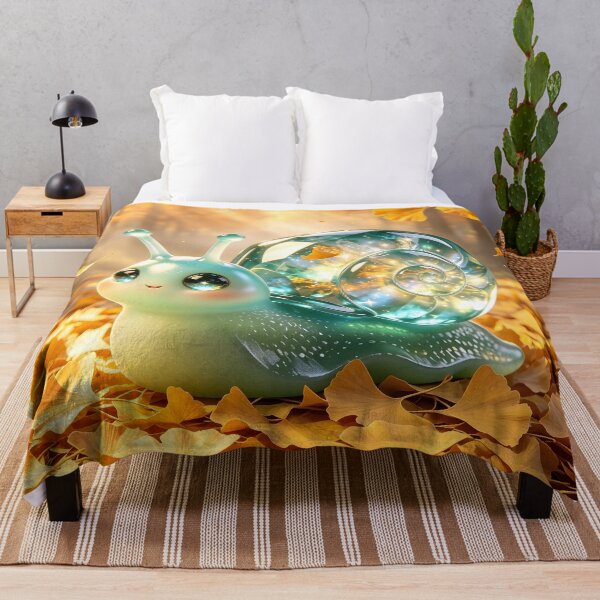 Item preview, Autumn Serenity - Cute Emerald Snail in Golden Ginkgo Leaves designed and sold by ABYSSLAB.